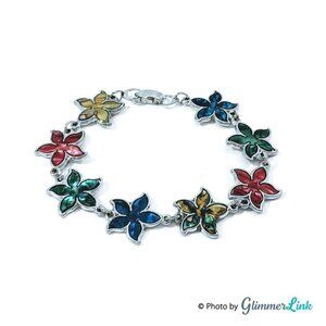 Colorful Shell Flower Links Bracelet